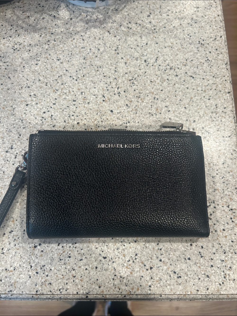 Michael Kors Black Pebbled Leather Wristlet Card Holder